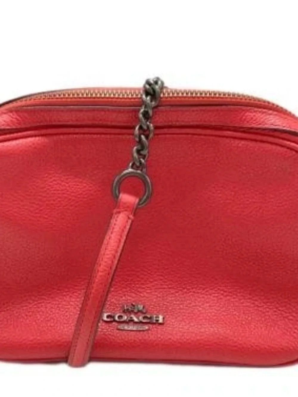 Coach F25922 Pebbled Leather red isa chain Crossbody Bag w/dust bag